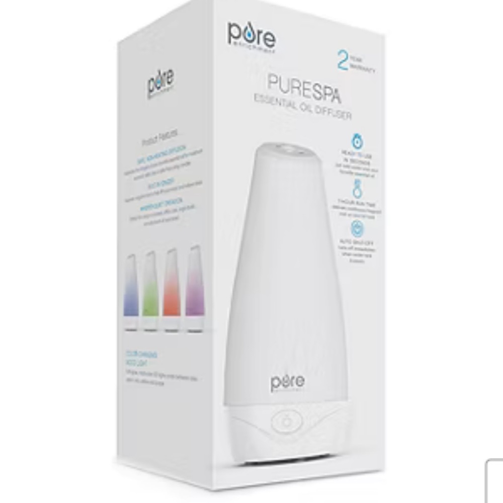 NEW Pure Enrichment Spa White Essential Oil Diffuser. Therapeutic Benefits